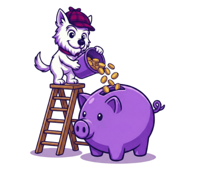 Savings visualization with piggy bank and coins